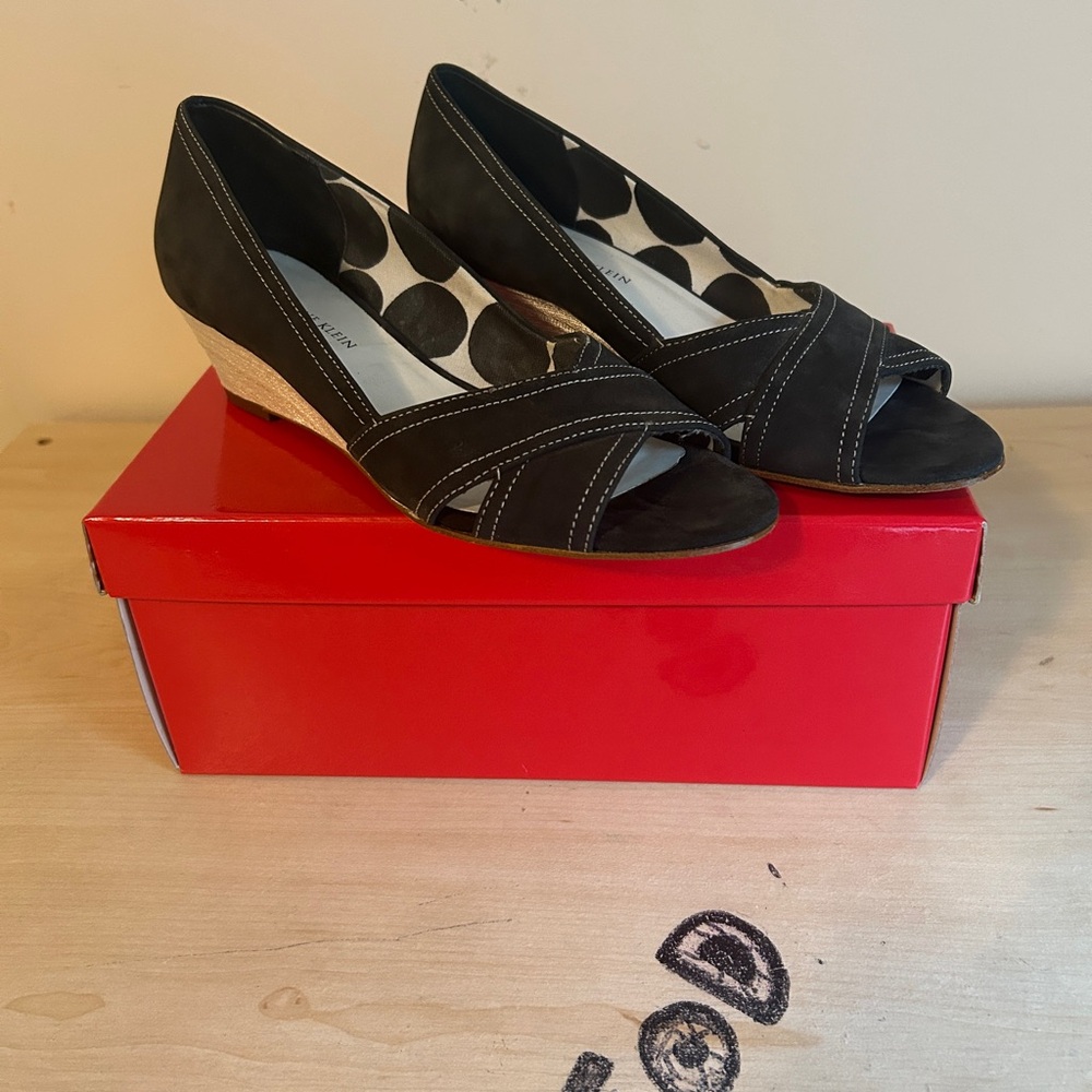 Anne Klein Black and White Wedge Shoes